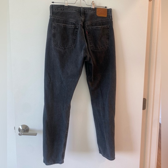 Levis 501 S High-Rise Grunge Button Fly Distressed Black Jeans W27 L28 - Picture 4 of 11